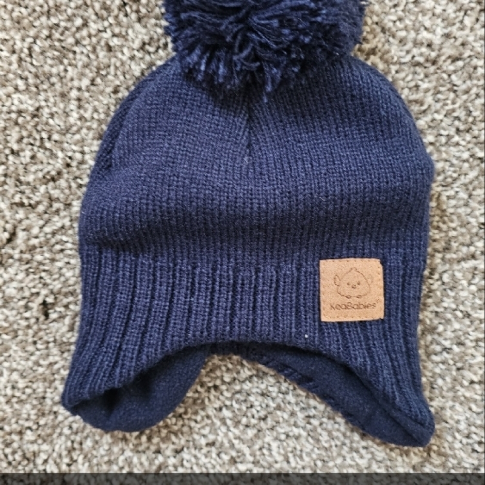 Navy Blue Newborn Beanie Hat Fleece Lined - Never Worn NWOT
